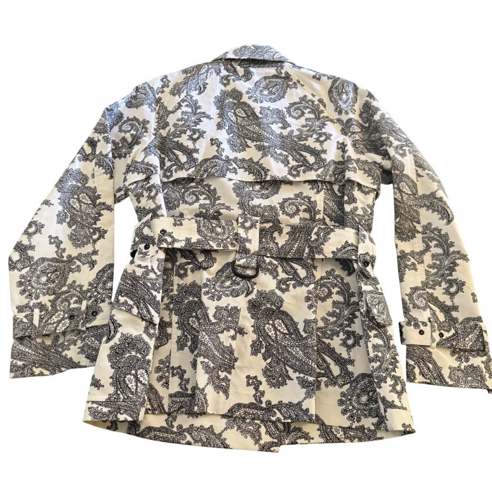 Pendleton Women's Black White Paisley Button Jacket 100% Cotton Pockets, Size 14 - Picture 2 of 7
